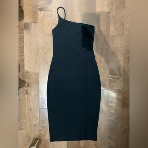 Black fitted dress with slit